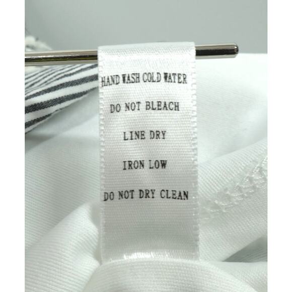 Women Skirt Small Blue Striped Floral Eyelet Bow Nautical Cottage Coquette - Picture 14 of 14